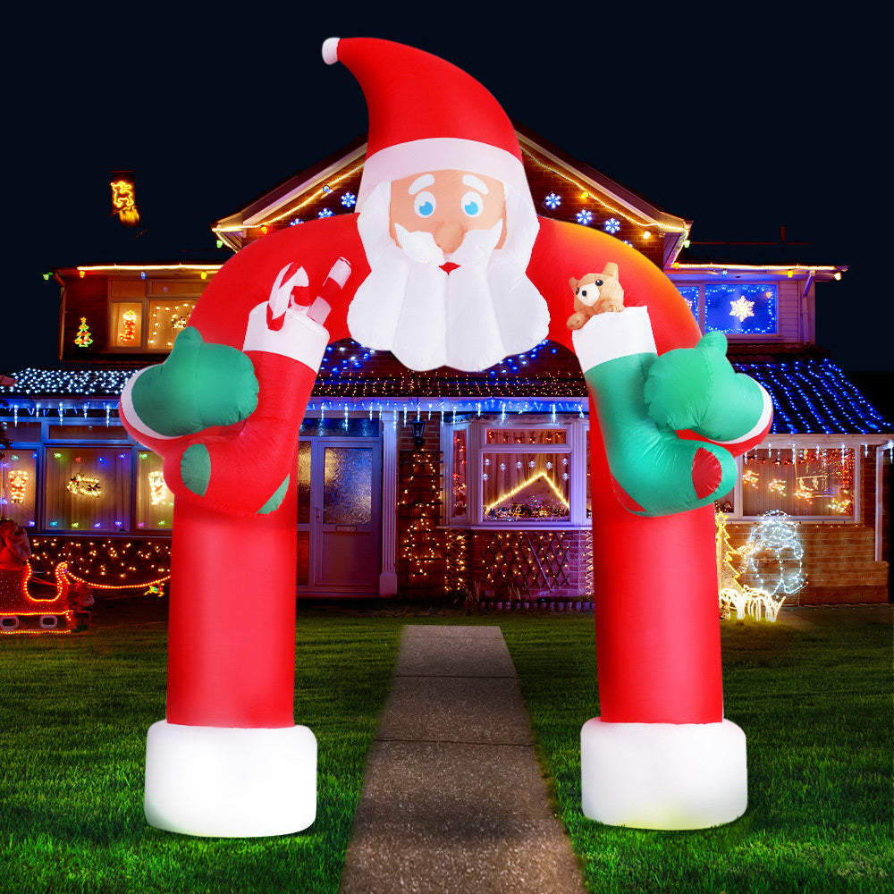 Jingle Jollys 2.3M Inflatable Santa Archway Outdoor Christmas Lights