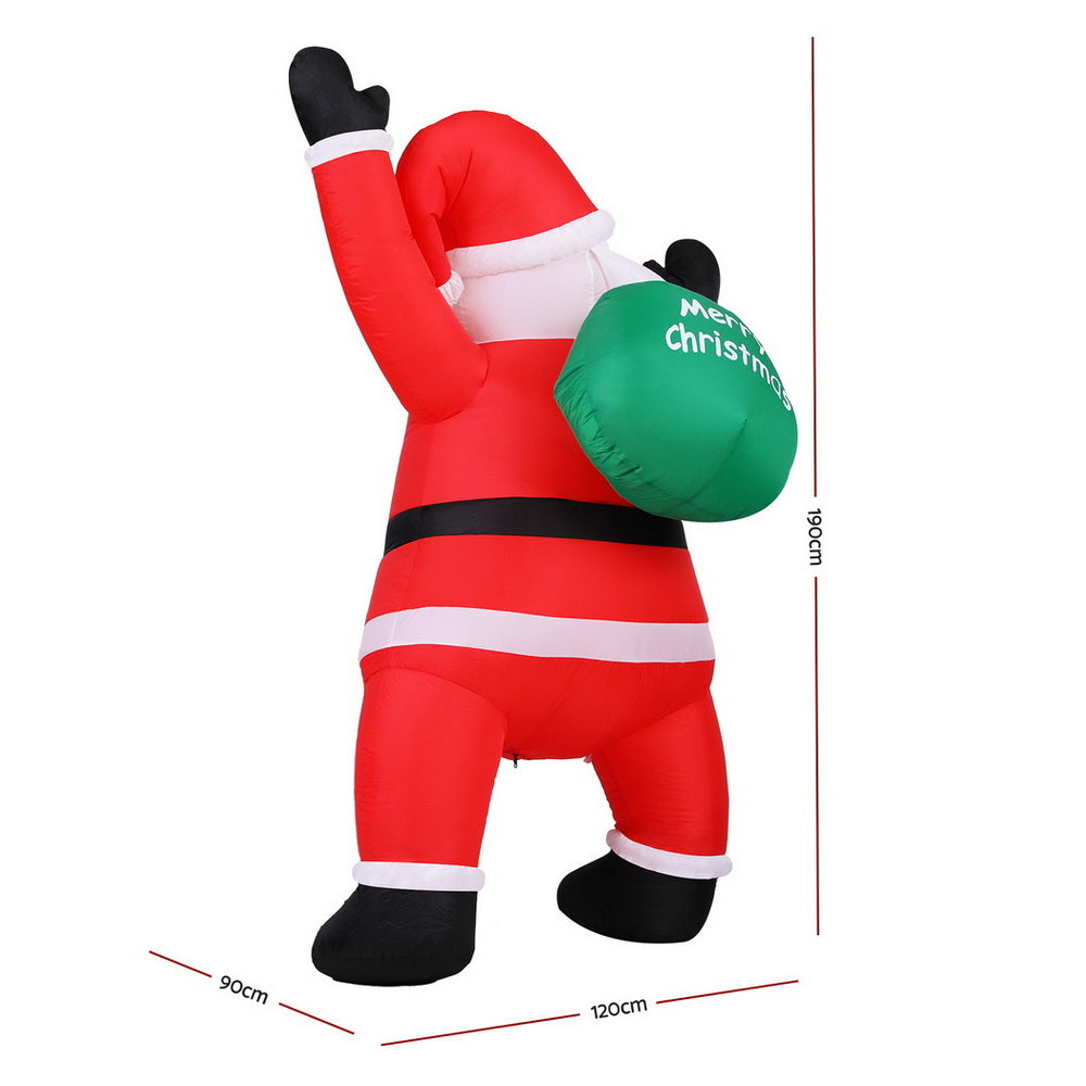 Jingle Jollys 1.9m Christmas Inflatable Santa Climbing LED Decorations
