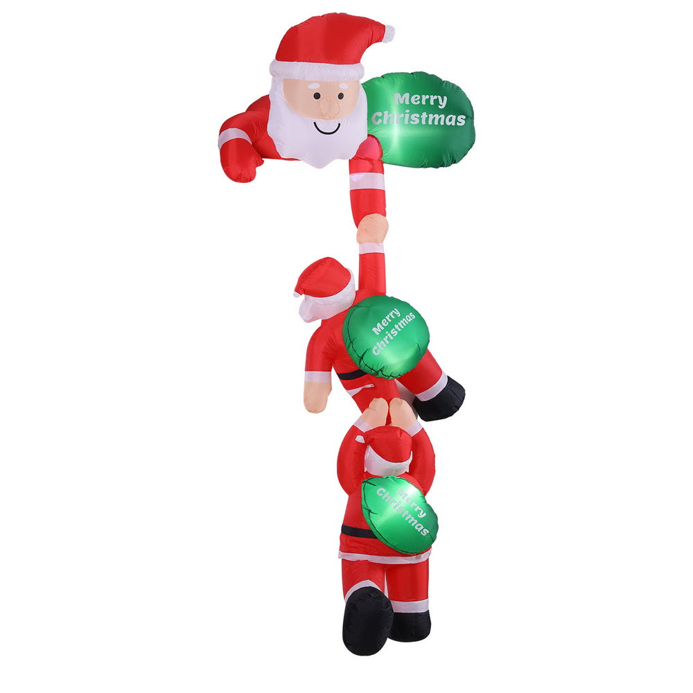 Jingle Jollys Christmas Inflatable Climbing Santa 2.5m LED Decoration