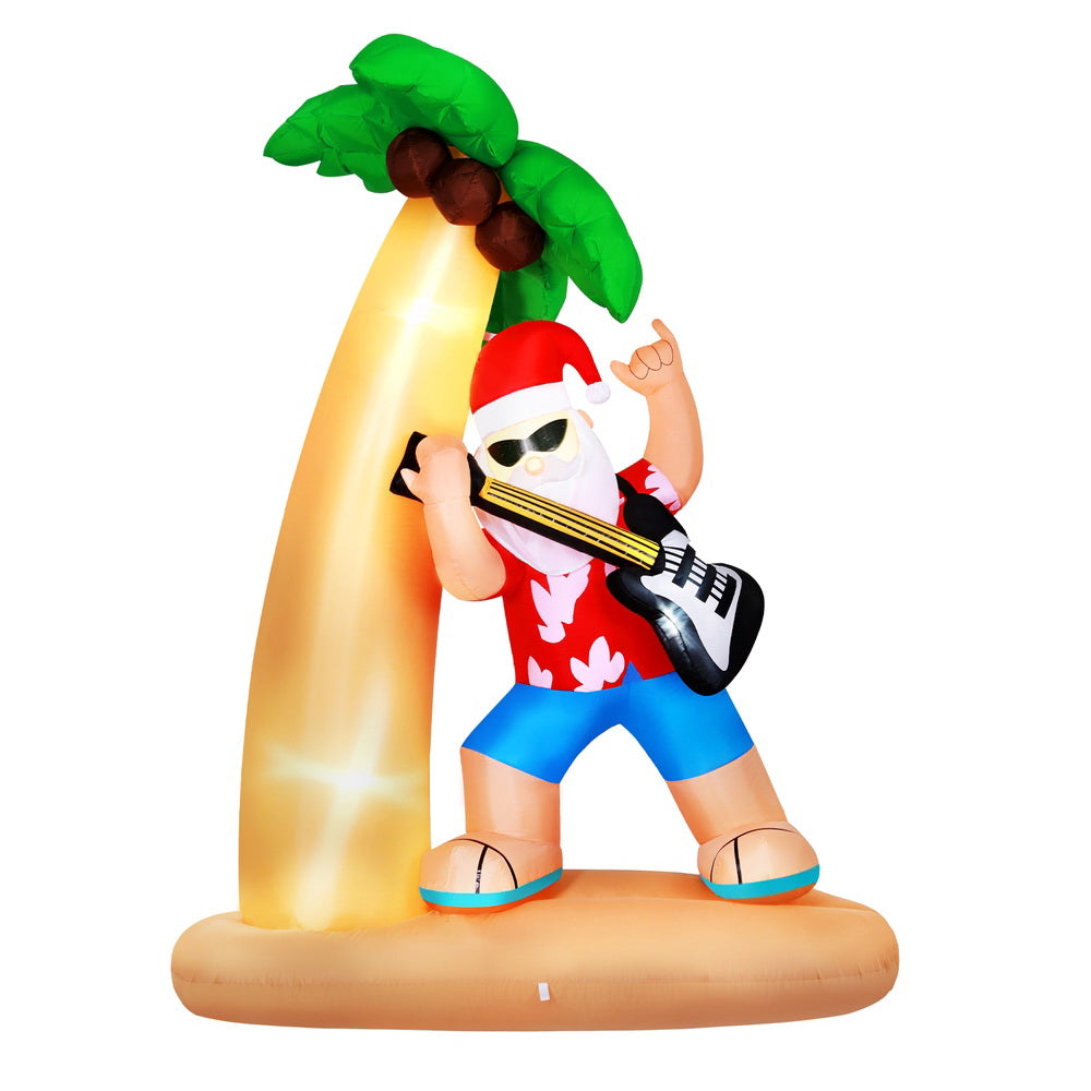 Jingle Jollys 2.1m Christmas Inflatable Santa Guitar LED Decorations