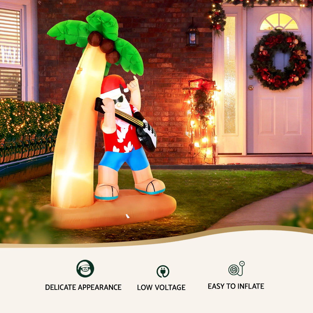 Jingle Jollys 2.1m Christmas Inflatable Santa Guitar LED Decorations
