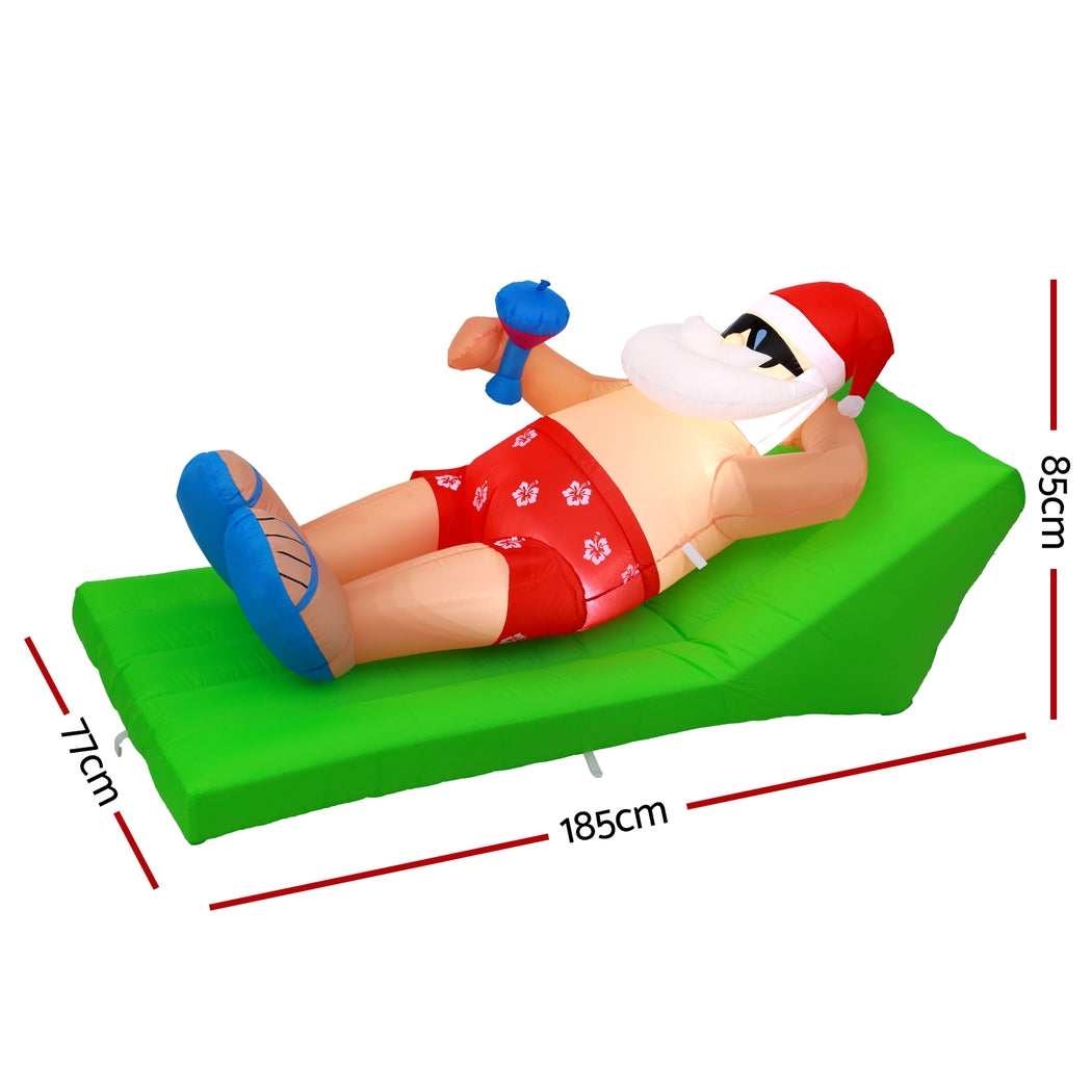 Jingle Jollys 1.8M Inflatable Santa Bench LED Christmas Decoration