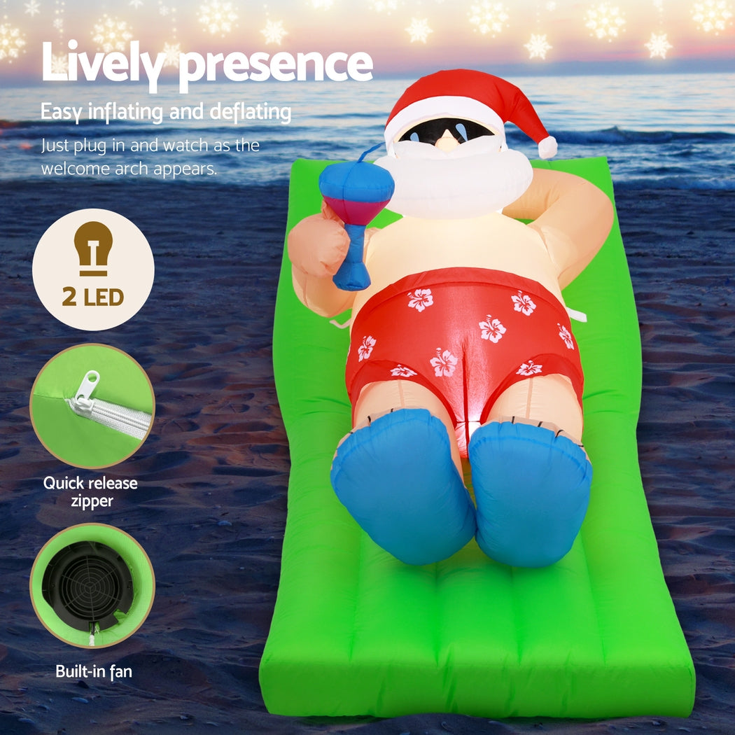Jingle Jollys 1.8M Inflatable Santa Bench LED Christmas Decoration