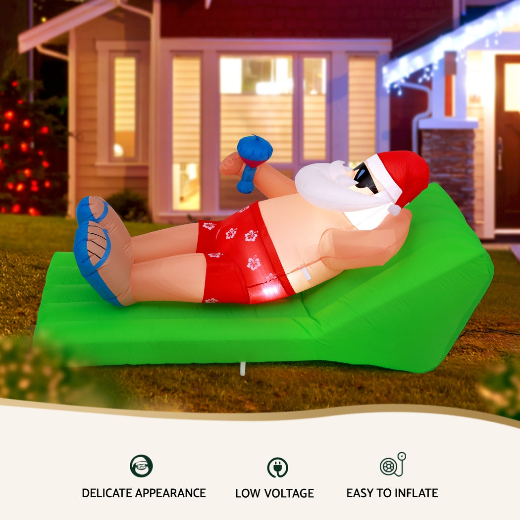 Jingle Jollys 1.8M Inflatable Santa Bench LED Christmas Decoration
