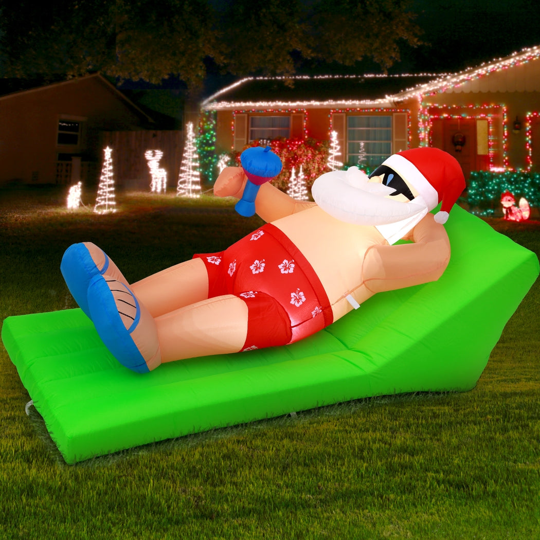 Jingle Jollys 1.8M Inflatable Santa Bench LED Christmas Decoration