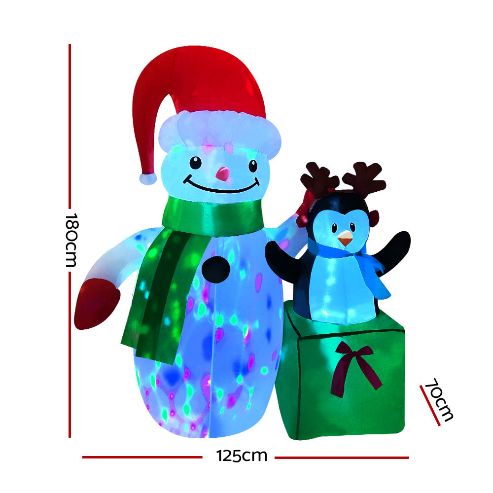 Jingle Jollys 1.8M Inflatable Snowman Illuminated Christmas Decoration