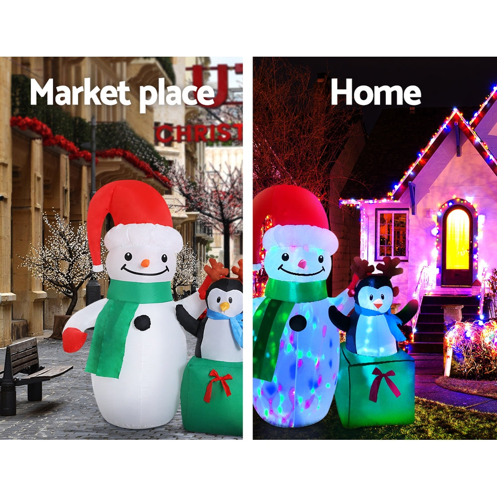 Jingle Jollys 1.8M Inflatable Snowman Illuminated Christmas Decoration