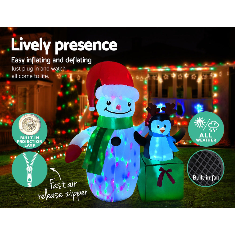 Jingle Jollys 1.8M Inflatable Snowman Illuminated Christmas Decoration
