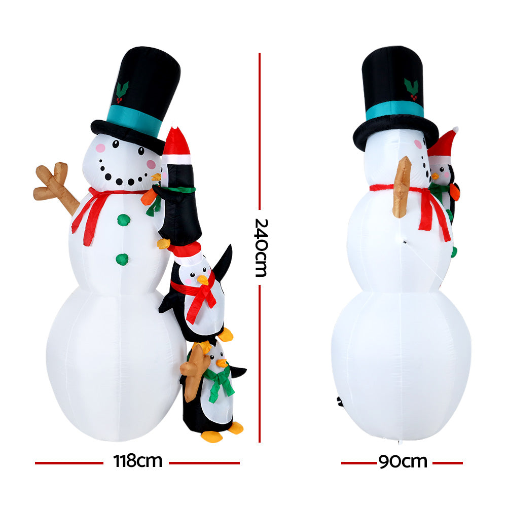 Jingle Jollys 2.4M Inflatable Snowman Illuminated Christmas Decoration