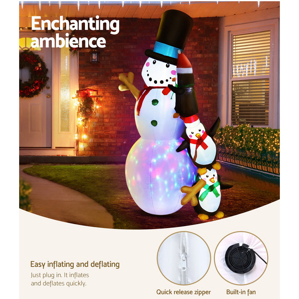 Jingle Jollys 2.4M Inflatable Snowman Illuminated Christmas Decoration