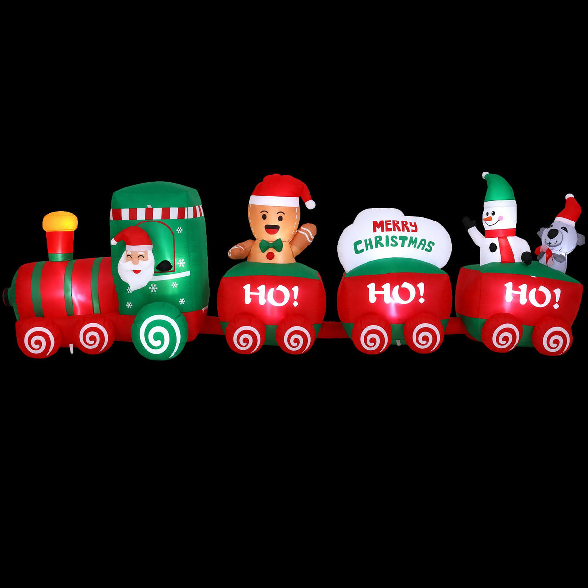 Jingle Jollys Christmas Inflatable Santa Train 3.6M LED Illuminated