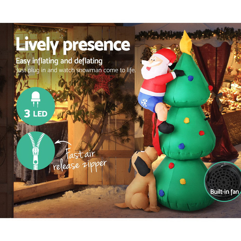Jingle Jollys 1.8M Inflatable Santa Tree Illuminated Christmas Decoration