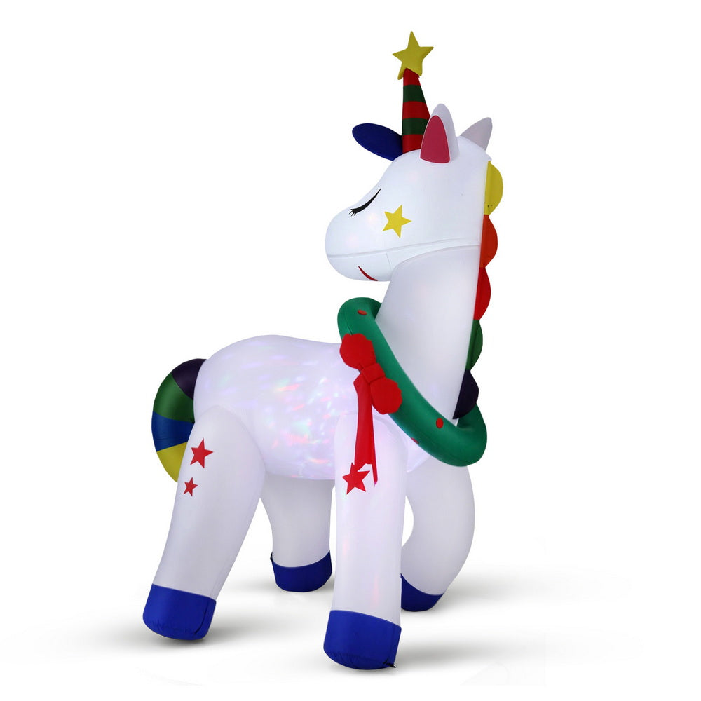 Jingle Jollys Christmas Inflatable Unicorn 1.8M Tall Illuminated