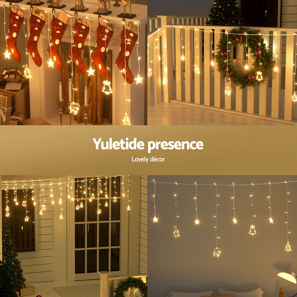 Jingle Jollys 3m Icicle Christmas Lights 138 LED Warm White