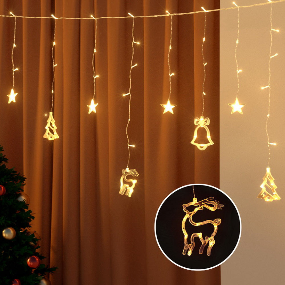 Jingle Jollys 3m Icicle Christmas Lights 138 LED Warm White