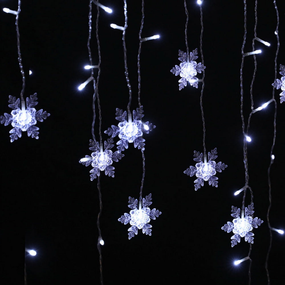 Jingle Jollys 6m Icicle Lights 160 LED Cold White Solar