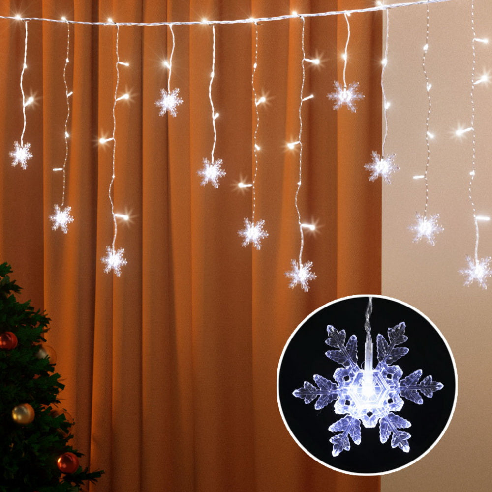 Jingle Jollys 6m Icicle Lights 160 LED Cold White Solar