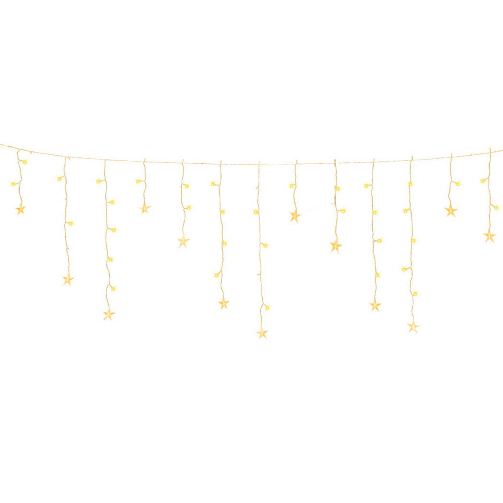 Jingle Jollys 6m Icicle Lights 160 LED Warm White Solar