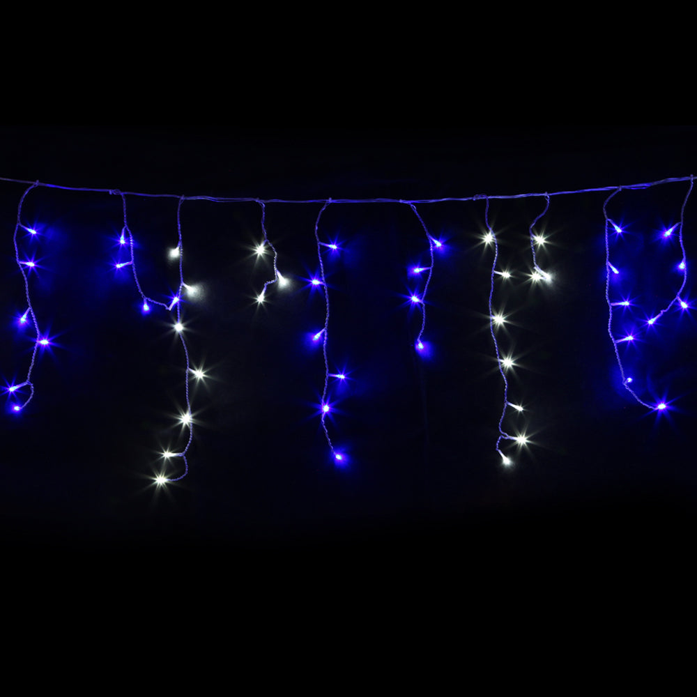 Jingle Jollys 20M Icicle Lights 800 LED Blue White Christmas Decor