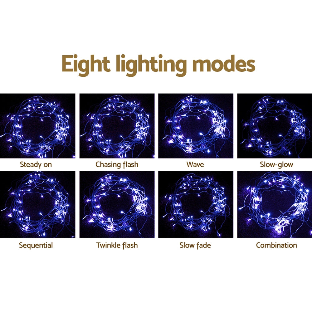 Jingle Jollys 20M Icicle Lights 800 LED Blue White Christmas Decor