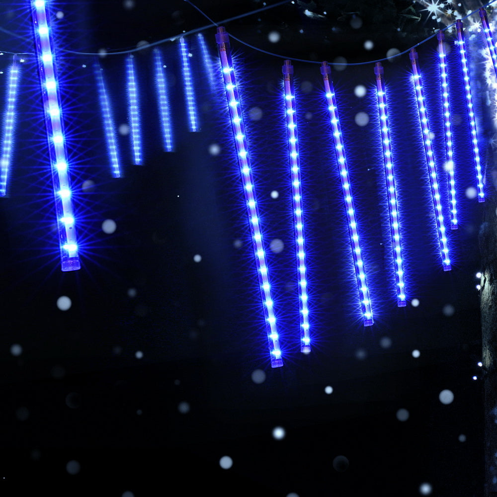 Jingle Jollys 7M Icicle Christmas Lights 288 LED Blue