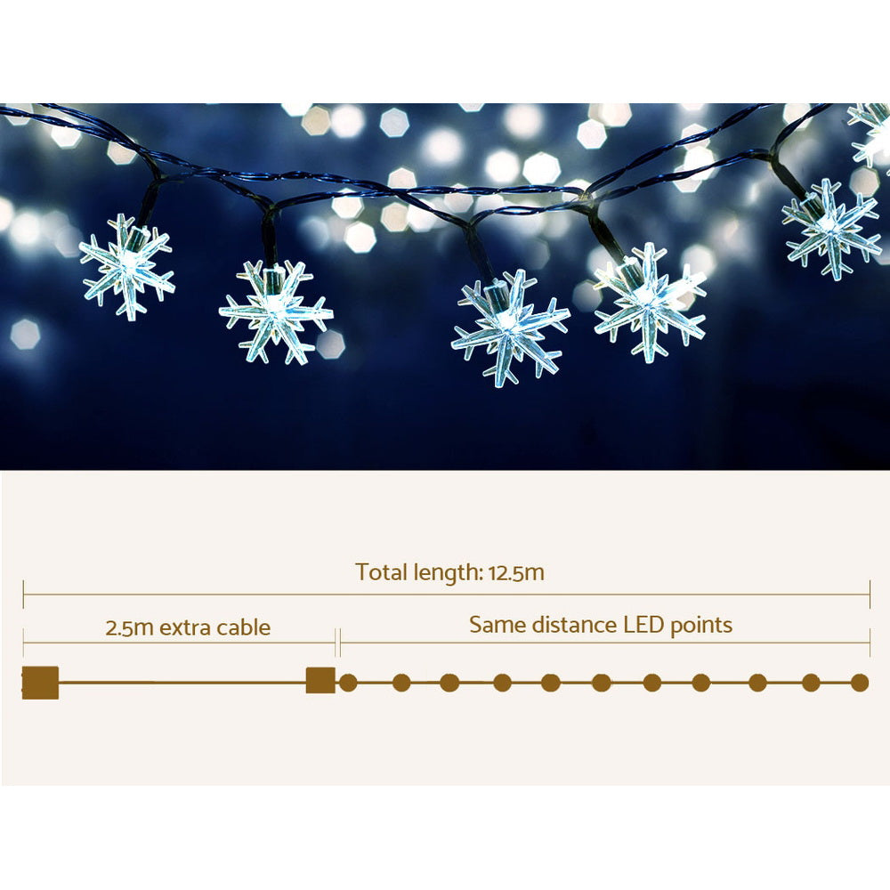 Jingle Jollys 10M LED String Lights Snow Decorations Cold White