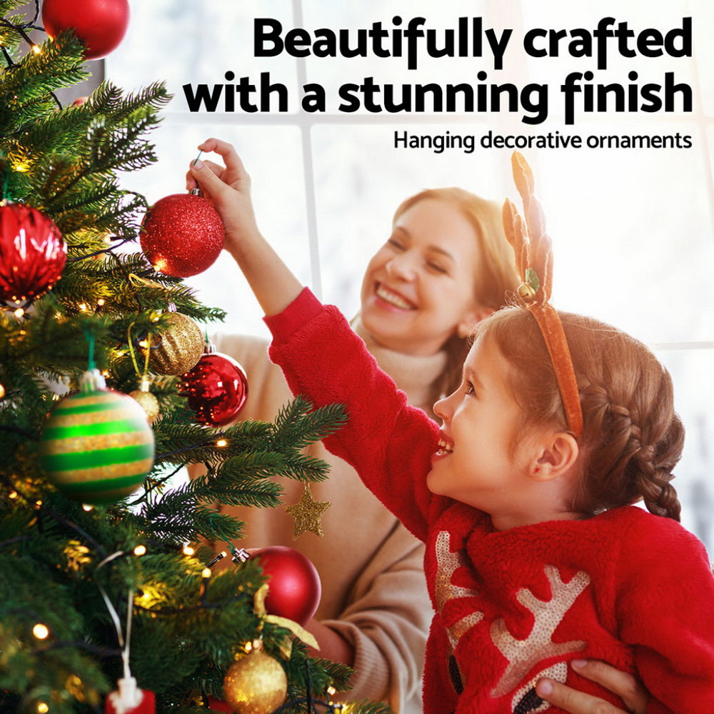 Jingle Jollys 155pcs Christmas Tree Decorations Set Baubles Ornaments Red Green