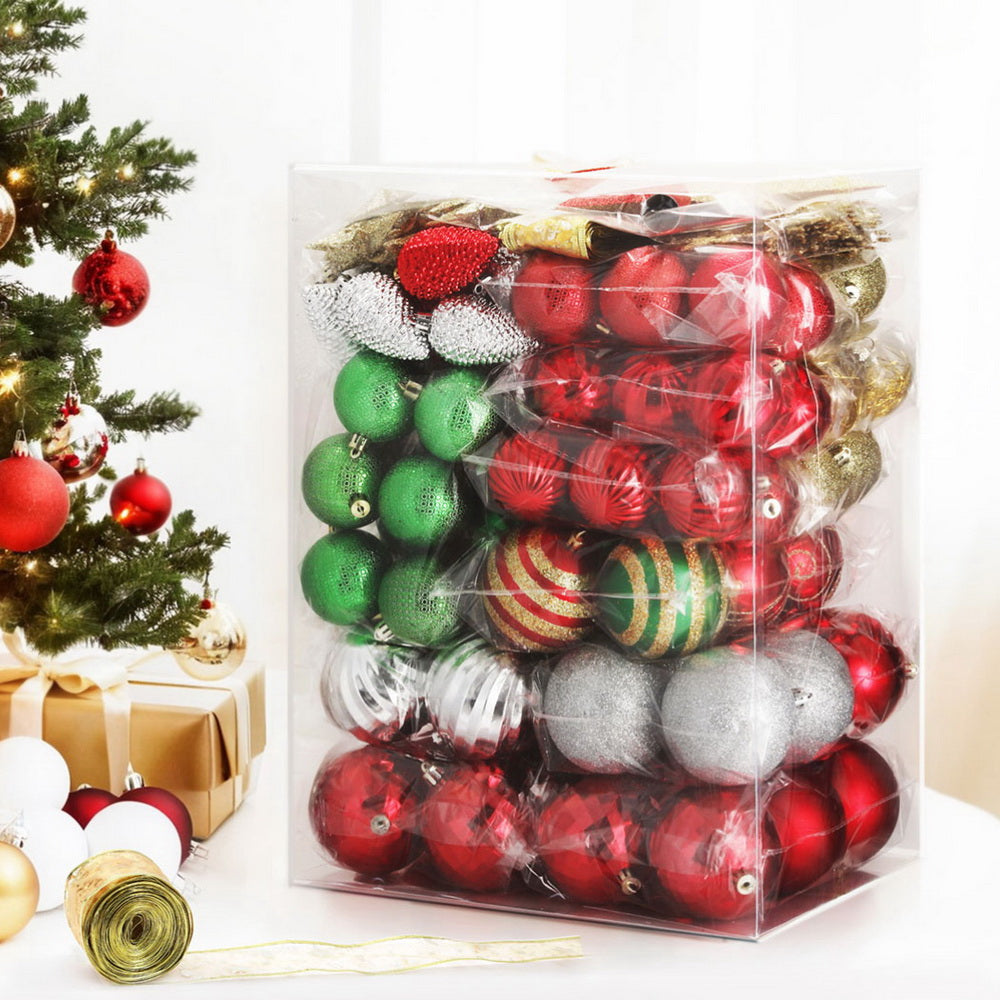 Jingle Jollys 155pcs Christmas Tree Decorations Set Baubles Ornaments Red Green