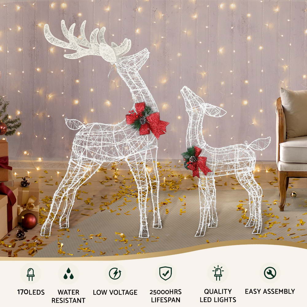 Jingle Jollys 170 LED Fairy Light Reindeer Decorations 2 Pack