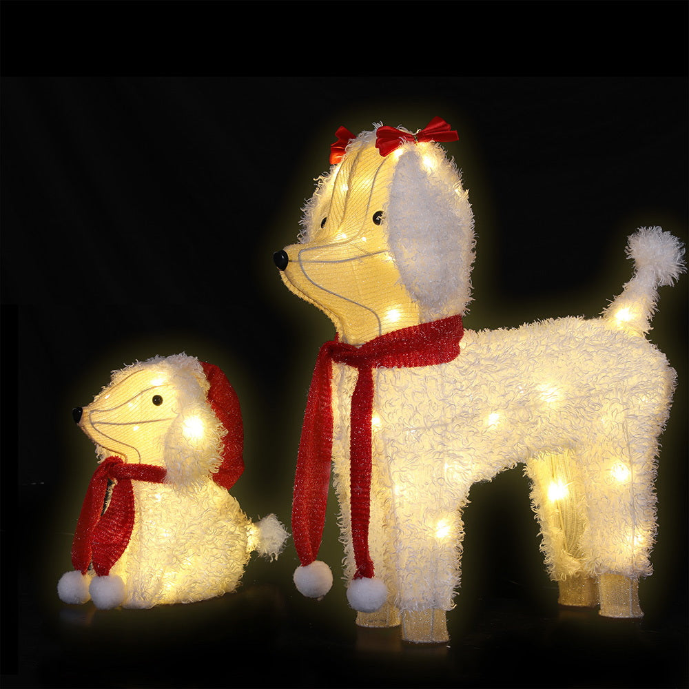 Jingle Jollys 3D LED Dog Christmas Light Decorations 2pcs Set