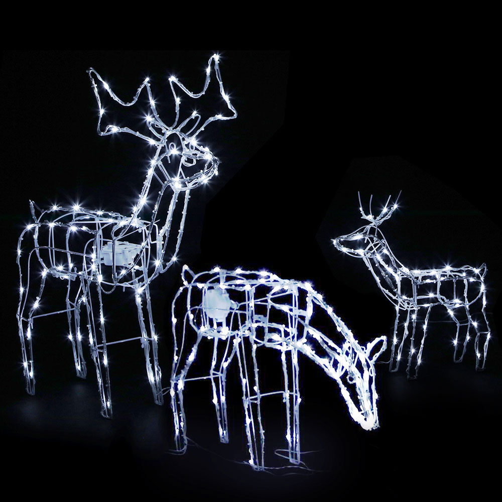Jingle Jollys 3-Piece Reindeer LED Christmas Decorations 250 Cold-White Lights