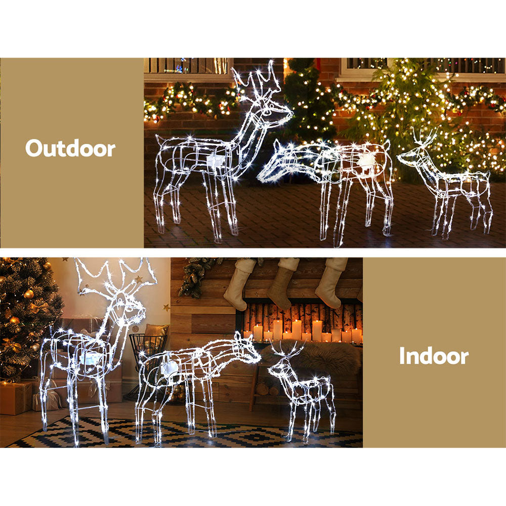 Jingle Jollys 3-Piece Reindeer LED Christmas Decorations 250 Cold-White Lights
