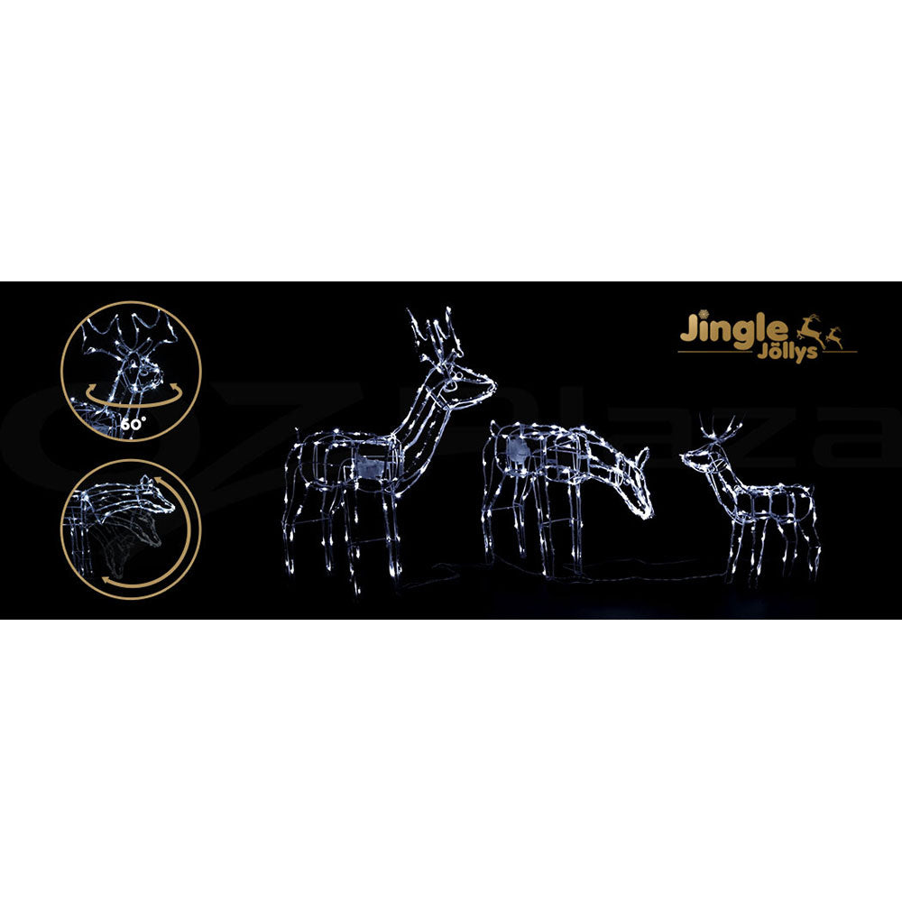 Jingle Jollys 3-Piece Reindeer LED Christmas Decorations 250 Cold-White Lights