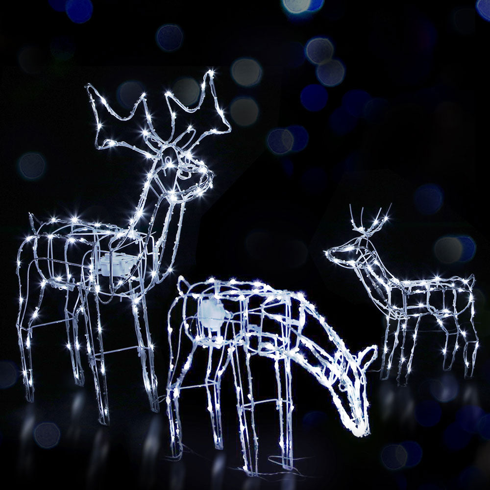 Jingle Jollys 3-Piece Reindeer LED Christmas Decorations 250 Cold-White Lights