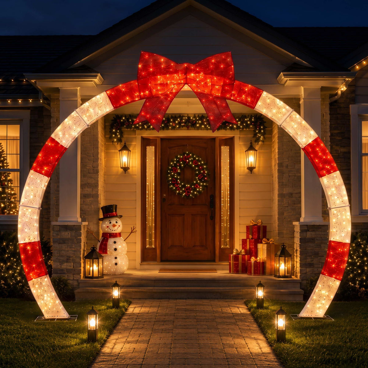Jingle Jollys 2.5m Pre-Lit Christmas Archway Warm White LED