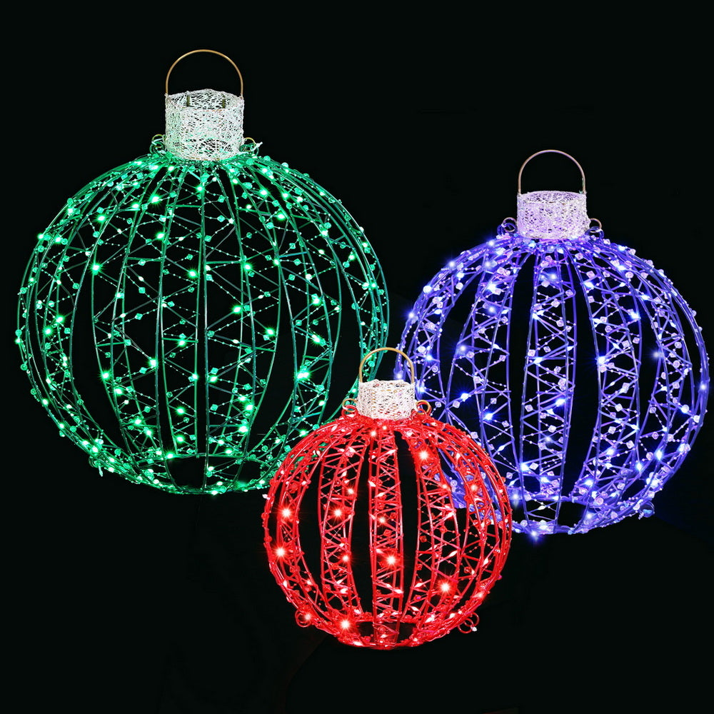 Jingle Jollys 320 LED Christmas Ball Light Set 3pcs