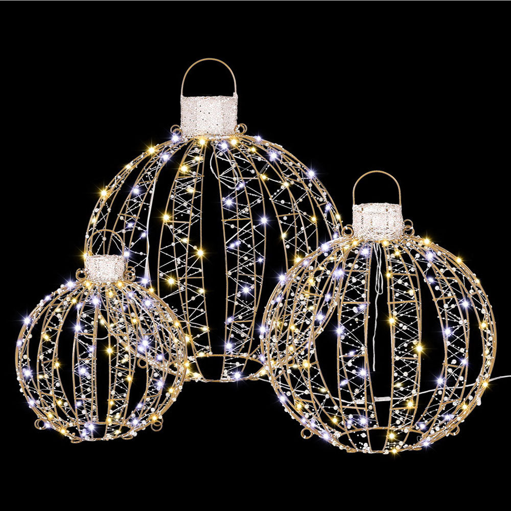 Jingle Jollys 360 LED Christmas Fairy Lights 3pcs Ball Decorations Set