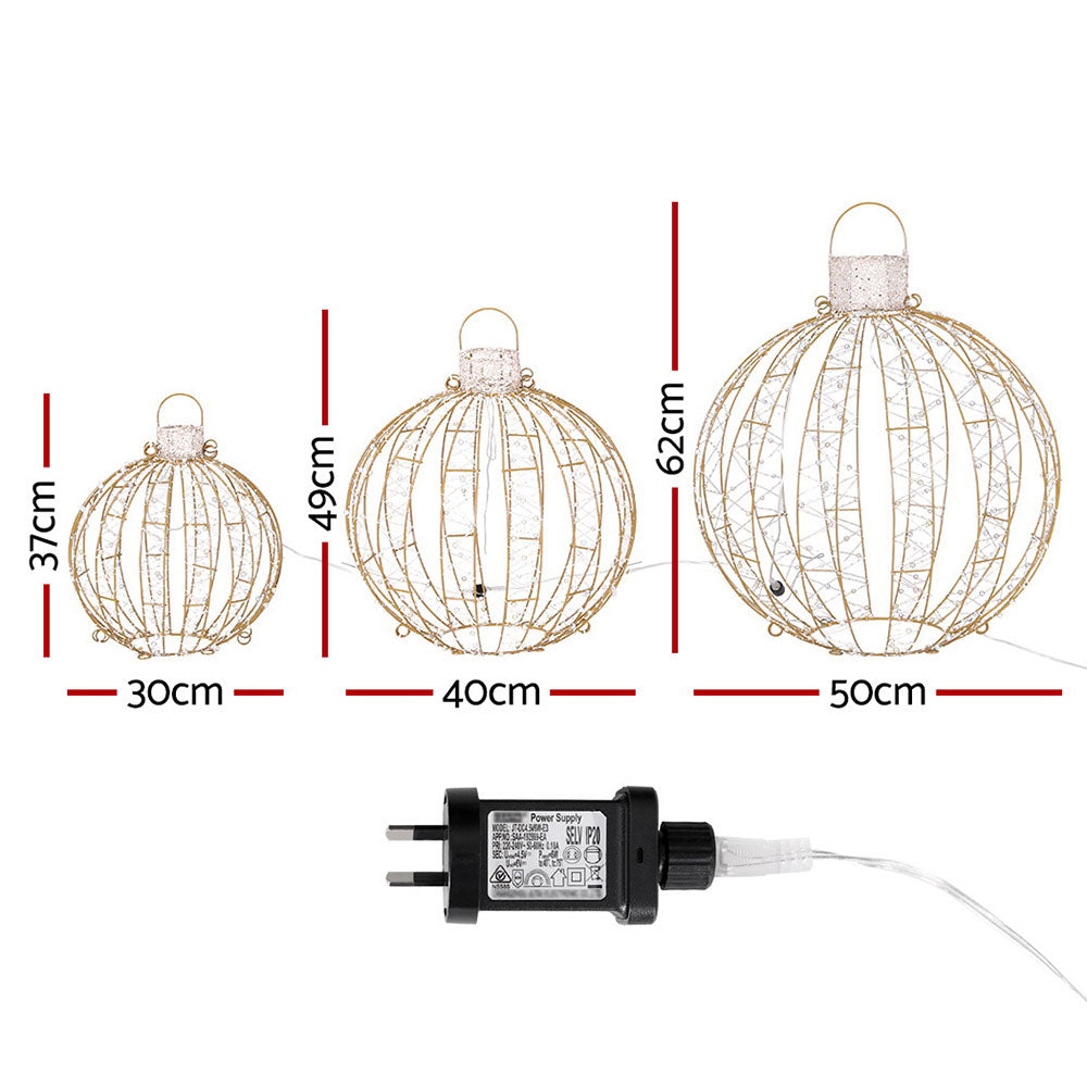 Jingle Jollys 3-Piece LED Fairy Light Ball Set Christmas Decorations