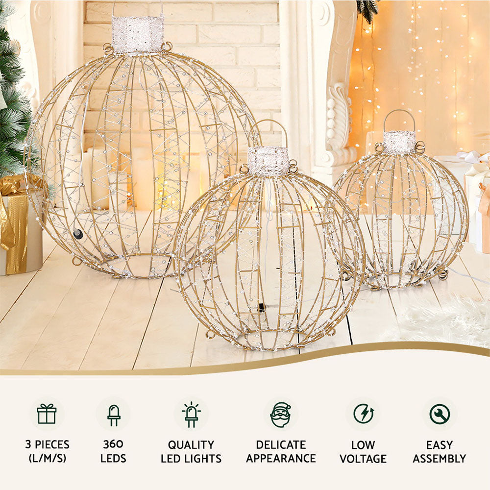 Jingle Jollys 3-Piece LED Fairy Light Ball Set Christmas Decorations