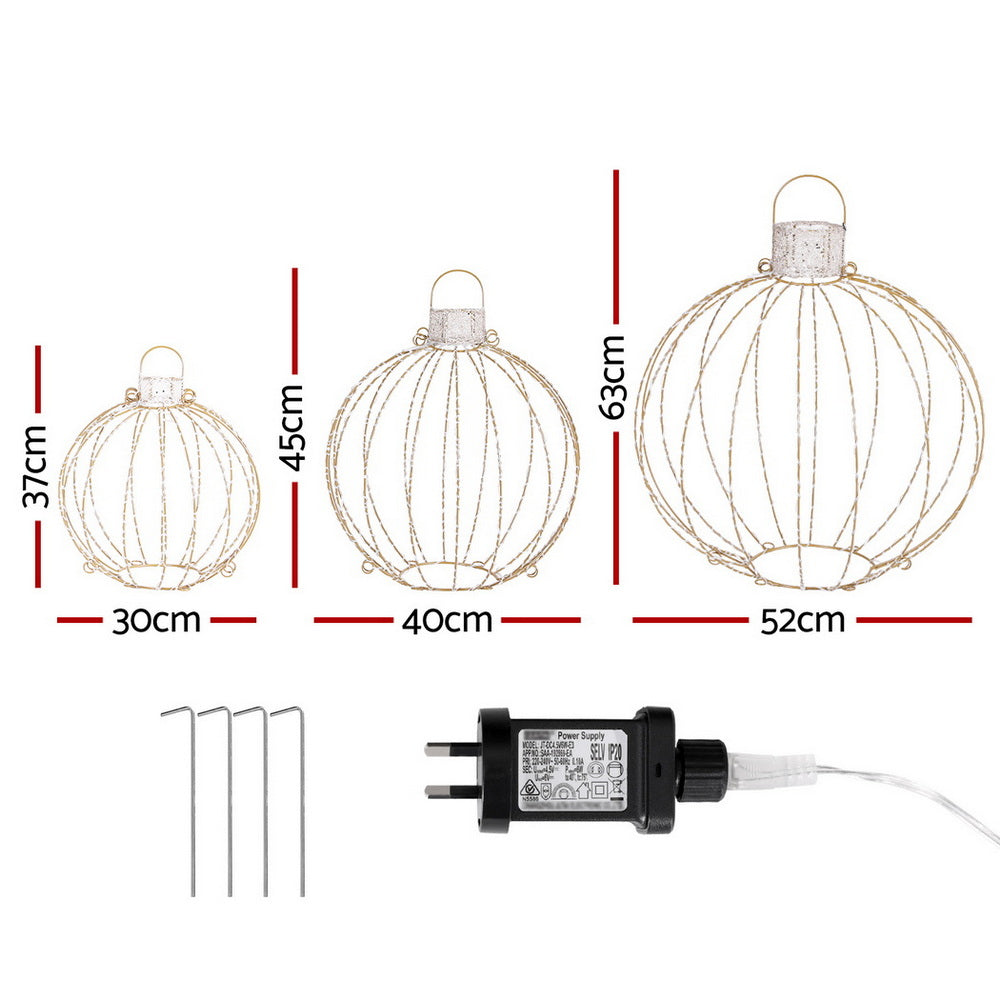 Jingle Jollys 320 LED Fairy Lights 3-Piece Ball Decorations Warm White