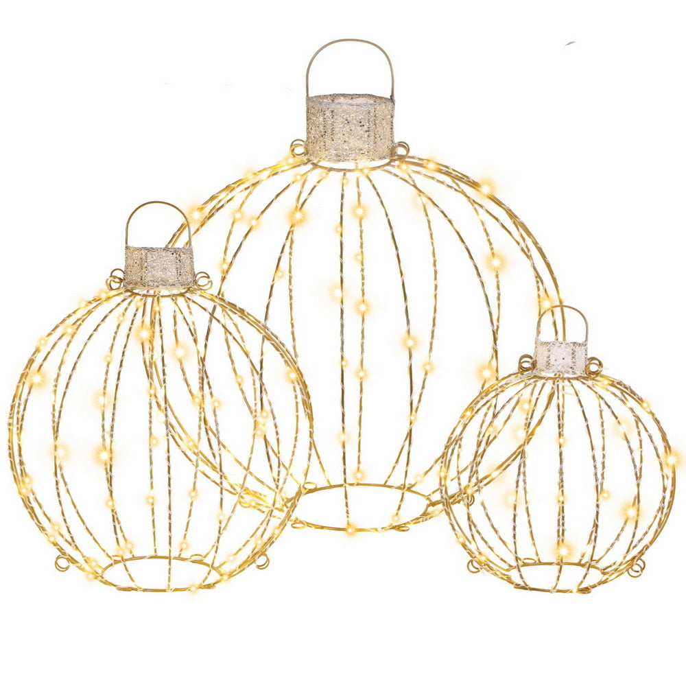 Jingle Jollys 320 LED Fairy Lights 3-Piece Ball Decorations Warm White