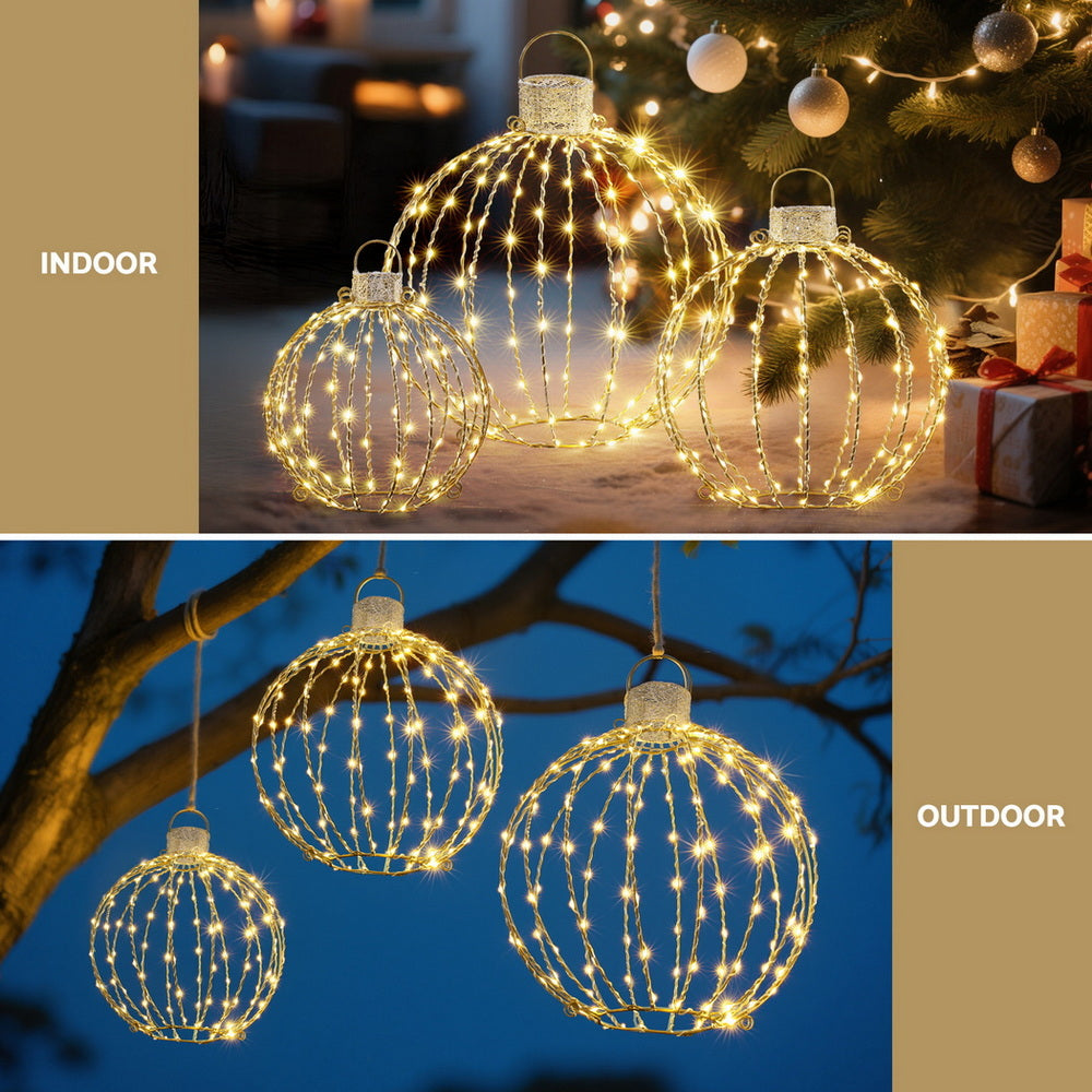 Jingle Jollys 320 LED Fairy Lights 3-Piece Ball Decorations Warm White