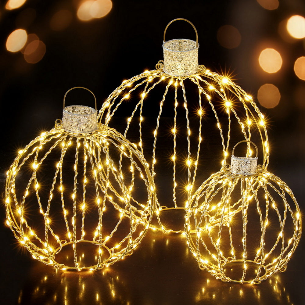 Jingle Jollys 320 LED Fairy Lights 3-Piece Ball Decorations Warm White