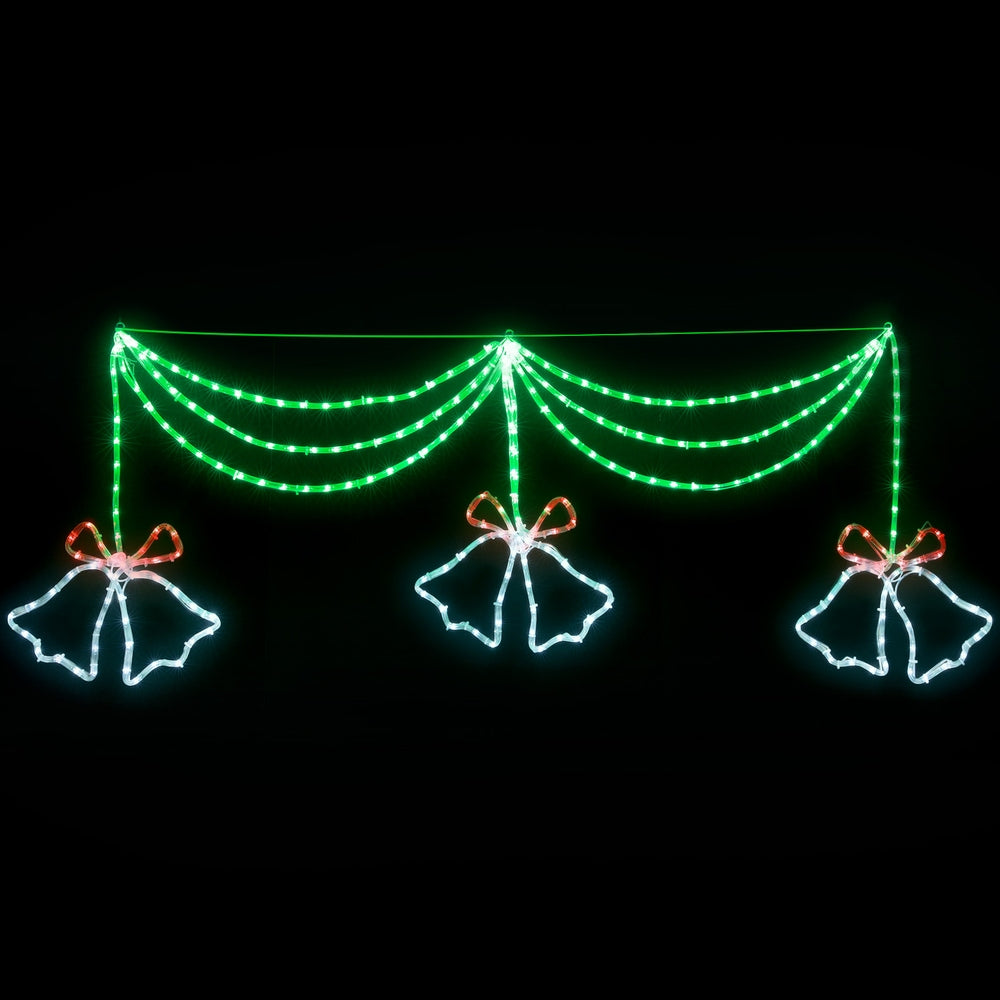 Jingle Jollys 1.8M LED Bell Motif Christmas Lights Multi-Coloured