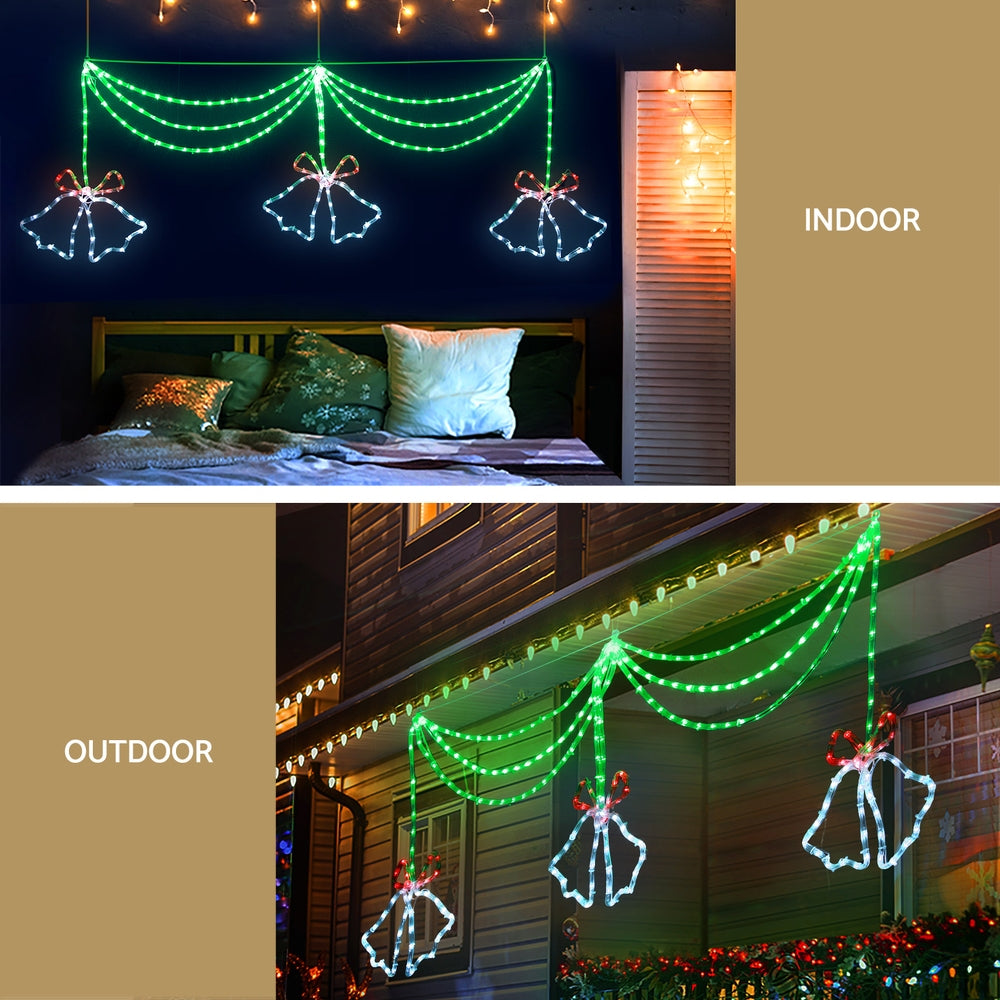 Jingle Jollys 1.8M LED Bell Motif Christmas Lights Multi-Coloured