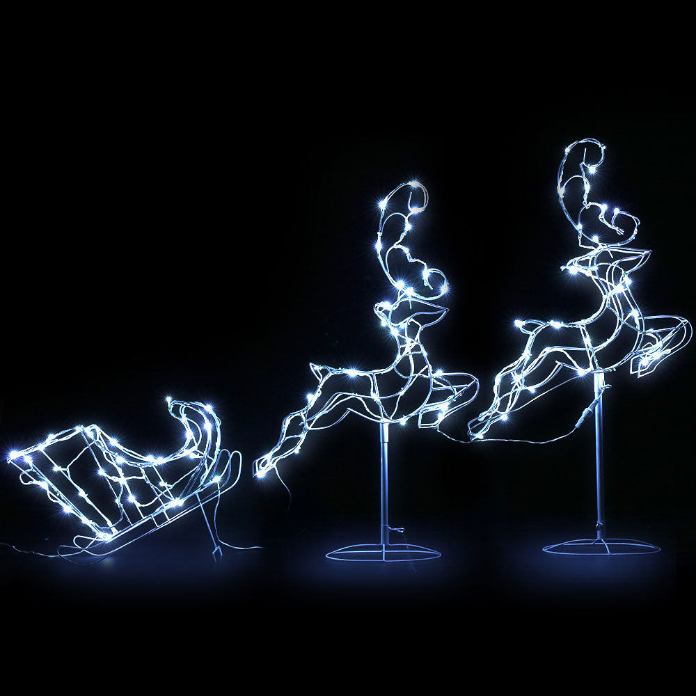 Jingle Jollys Reindeer Sleigh Christmas Lights 120 LED