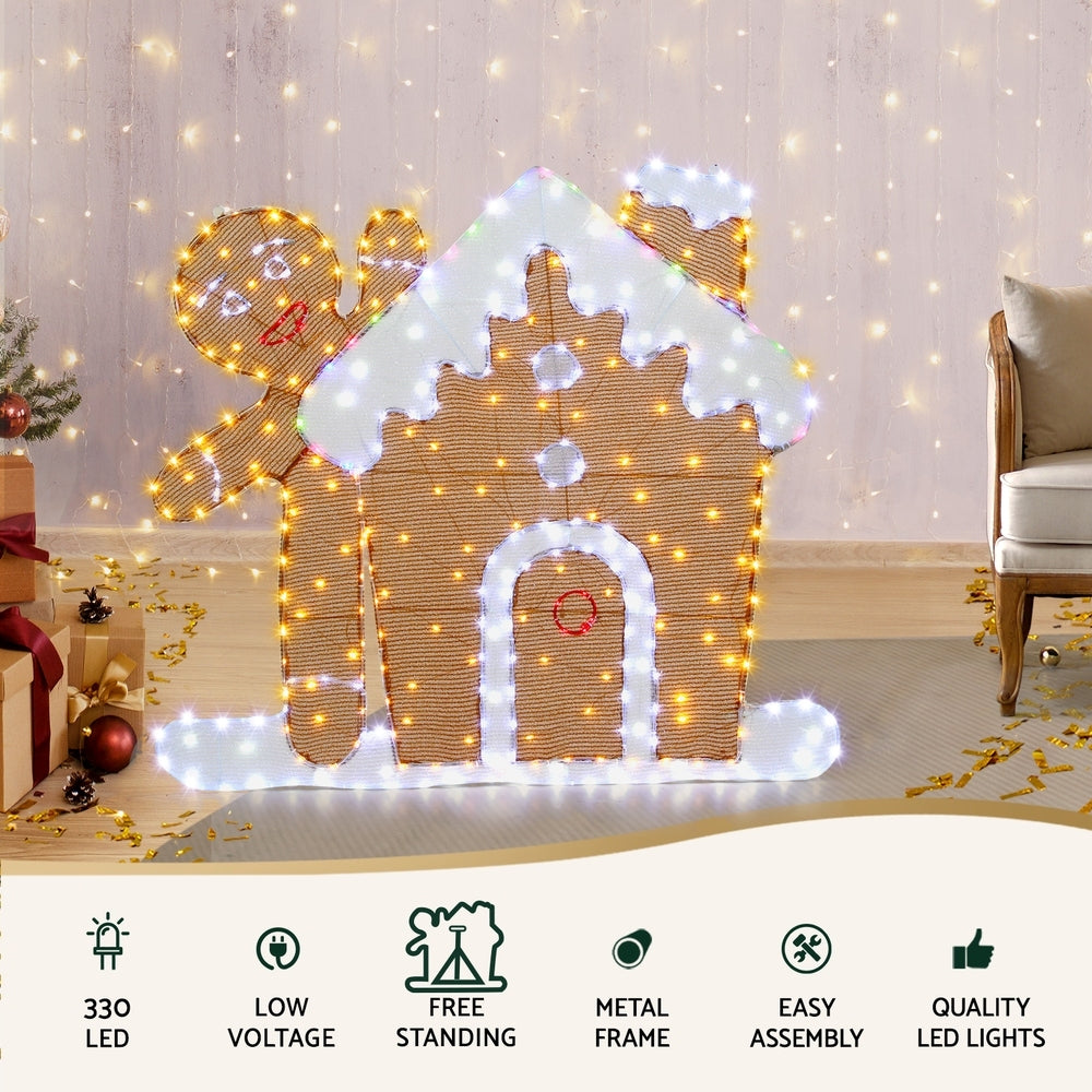 Jingle Jollys 330 LED Gingerbread Motif Christmas Lights Multi-Coloured