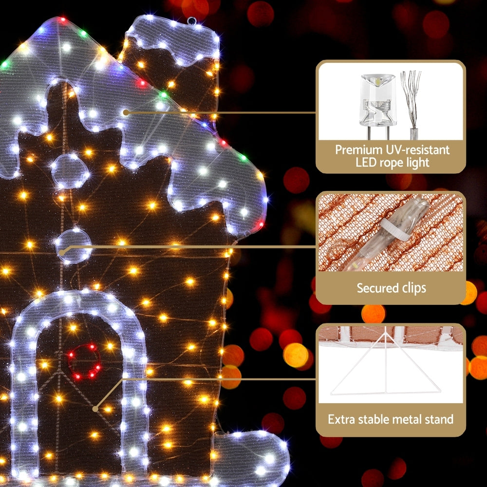 Jingle Jollys 330 LED Gingerbread Motif Christmas Lights Multi-Coloured