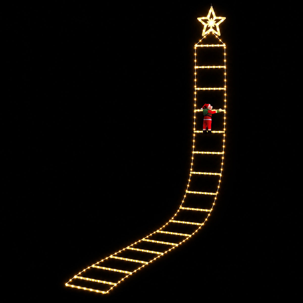 Jingle Jollys Christmas Ladder Lights 3.4m 328 LED Warm White