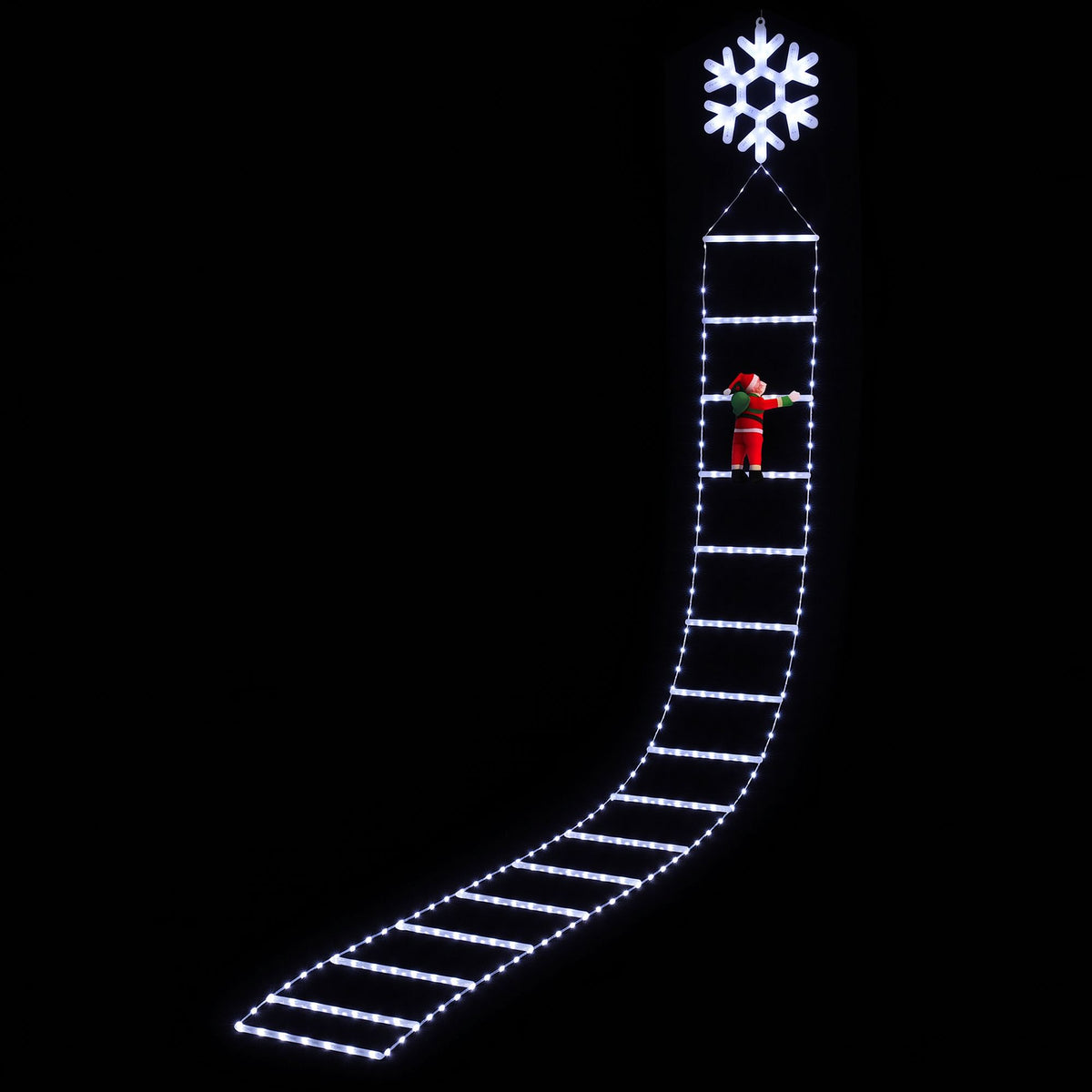 Jingle Jollys Christmas Ladder Lights Santa 3.4m 328 LED Cool White